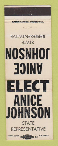 Matchbook Cover - Anice Johnson State Rep Election MI?