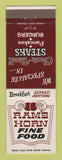Matchbook Cover - Rams Horn Restaurant Detroit Livonia Warren MI