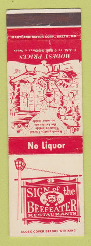 Matchbook Cover Sign of the Beefeater Restaurants Royal Oak Detroit Dearborn MI