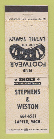 Matchbook Cover - Stephens & Weston Shoes Lapeer MI