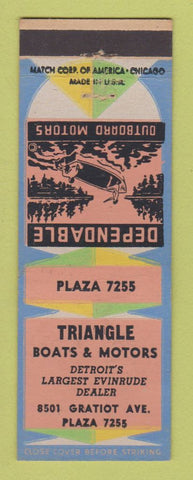 Matchbook Cover - Triangle Boats Motors Detroit MI