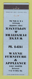 Matchbook Cover - Wayne Furniture Appliances Detroit MI
