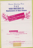 Matchbook Cover - S  and  K Wood Industries Store Fixtures 40 Strike
