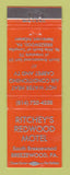 Matchbook Cover - Ritchey's Redwood Motel Breezewood PA