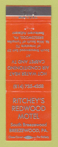 Matchbook Cover - Ritchey's Redwood Motel Breezewood PA