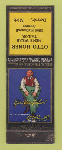 Matchbook Cover - Otto Honer Men's Clothes Detroit MI Ed Price WEAR