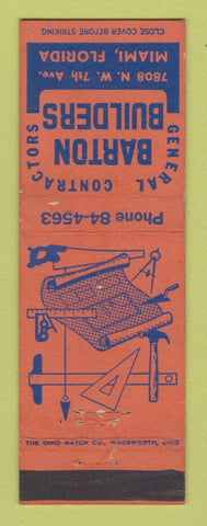 Matchbook Cover - Barton Builders Contractors Miami FL