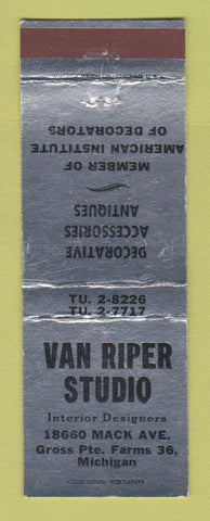 Matchbook Cover Van Riper Studio Antiques Interior Design Grosse Pointe Farms MI