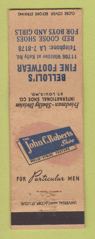 Matchbook Cover - John Roberts Shoes Belloli's Detroit MI