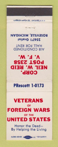 Matchbook Cover - VFW Neil Reid Post Roseville MI