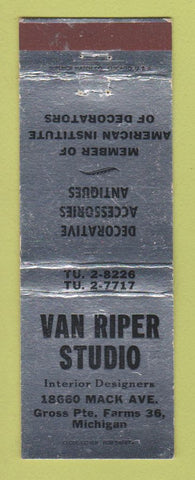 Matchbook Cover Van Riper Studio Antiques Interior Design Grosse Pointe Farms MI