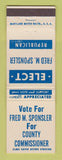 Matchbook Cover - Fred Sponsler County Commissioner Election MI Michigan?
