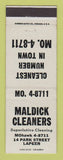 Matchbook Cover - Maldick Cleaners Lapeer MI