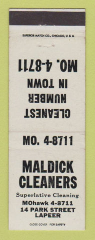 Matchbook Cover - Maldick Cleaners Lapeer MI