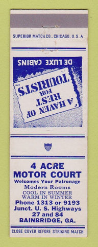 Matchbook Cover - 4 Acre Motor Court Bainbridge GA