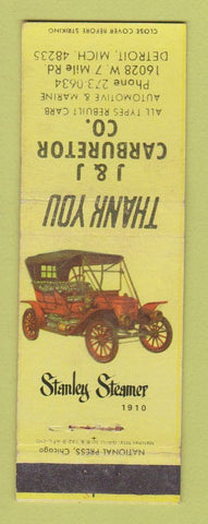 Matchbook Cover - J&J Carburetor Detroit MI