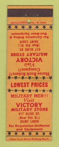 Matchbook Cover - Victory Military Store St Louis MO