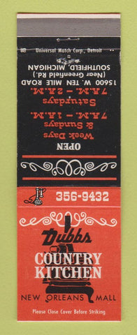 Matchbook Cover - Dubbs Country Kitchen Southfield MI