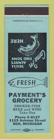 Matchbook Cover - Payment's Grocery Sault Ste Marie MI