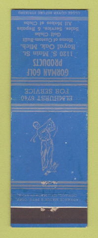 Matchbook Cover - Gorman Golf Products Royal Oak MI ADVANCE