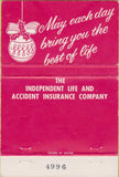 Matchbook Cover - Independent Insurance Jacksonville FL 40 Strike
