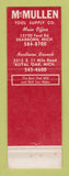 Matchbook Cover - McMullen Tool Mill Suply Dearborn Royal Oak MI