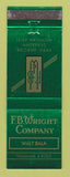 Matchbook Cover - FB Wright Dearborn MI Walt Bala V Belts Hose Tubing Belting