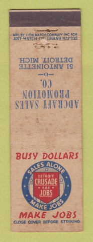 Matchbook Cover - Adcraft Sales Promotion Detroit MI Jobs WEAR