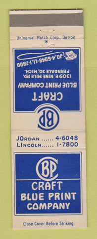 Matchbook Cover - Craft Blue Print Company Ferndale MI
