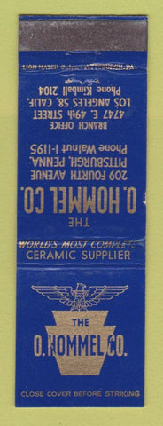 Matchbook Cover - O Hommel Ceramic Supply Pittsburgh PA WEAR
