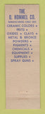 Matchbook Cover - O Hommel Ceramic Supply Pittsburgh PA WEAR
