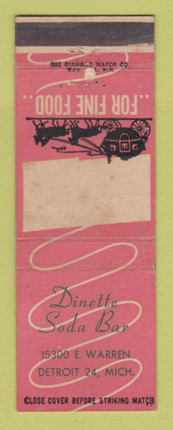 Matchbook Cover - Dinette Soda Bar Detroit MI