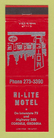 Matchbook Cover - Hi Lite Motel Cordele GA