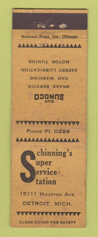 Matchbook Cover - Sunoco oil gas Schinning's Detroit MI WEAR