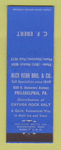 Matchbook Cover - Alex Kerr Salt Cayuga Philadelphia PA CF Ebert