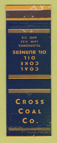 Matchbook Cover - Cross Coal Coke Oil Burners