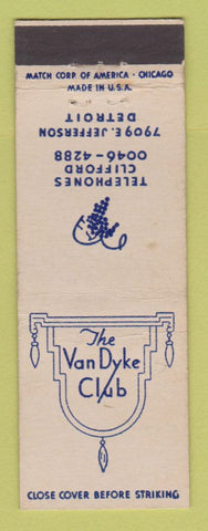 Matchbook Cover - Van Dyke Club Detroit MI