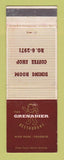 Matchbook Cover - Grenadier Restaurant Toronto ON High Park WEAR