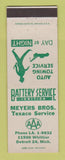 Matchbook Cover - Meyers Bros Texaco oil gas Detroit MI