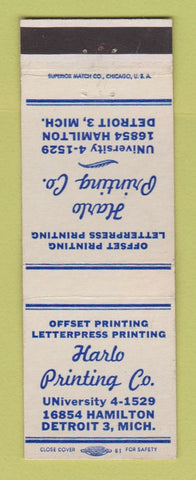 Matchbook Cover - Harlo Printing Letterpress Detroit MI