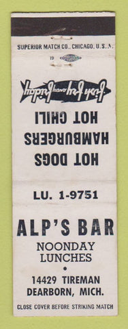 Matchbook Cover - Alp's Bar Dearborn MI