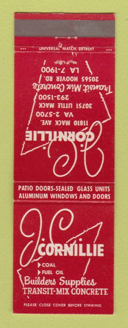 Matchbook Cover - JC Cornillie Builders Supply Concrete Detroit MI