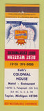 Matchbook Cover - Koth's Colonial House Taylor MI Best Western