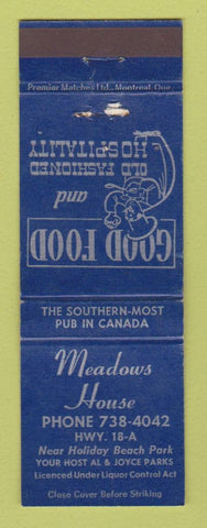 Matchbook Cover - Meadows House New Hamburg? ON WEAR