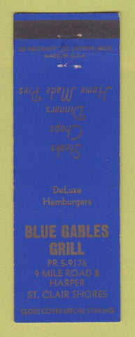 Matchbook Cover - Blue Gables Grill St Clair Shores MI