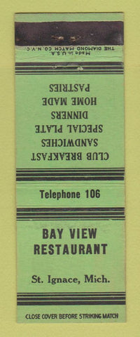 Matchbook Cover - Bay View Restaurant St Ignace MI