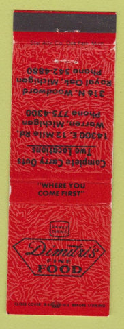 Matchbook Cover - Dimitiri's Restaurant Royal Oak Warren MI
