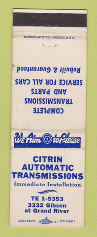 Matchbook Cover - Citrin Automatic Transmission Detroit? MI WEAR