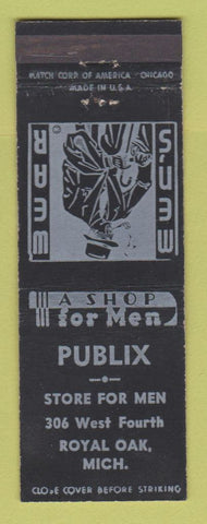 Matchbook Cover - Publix Men's Clothes Royal Oak MI