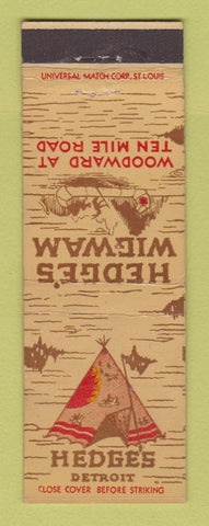 Matchbook Cover - Hedge's Wigwam Detroit MI